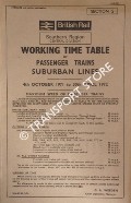 Working Time Table of Passenger Trains - Section G - Suburban Lines, 4th October 1971 to 30th April 1972 by British Railways Southern Region
